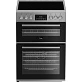Beko Ireland EDC6731S 60cm Double Oven Electric Cooker with Vitroceramic Hob - Silver