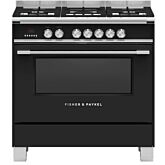 Fisher + Paykel OR90SCG4B1 900mm Wide, Classic Black, Single Cavity Oven with Gas Hob, Full Width Pa