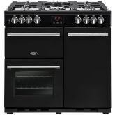 Belling FARMHOUSE 90 DUAL FUEL Farmhouse Black 90 Dual Fuel Range Cooker 