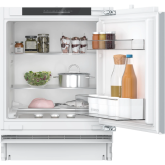 Bosch KUR21VFE0G 82x59.8 under counter fridge, 2 vegetable drawers, 1 with sliding lid, 3 glass shel
