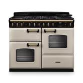 Rangemaster Classic Deluxe 110cm Dual Fuel Range Cooker - Pale Cream & Brass