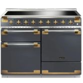 Rangemaster Elise 110 Induction Range Cooker in Slate With Antique Brass Trim