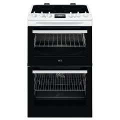 AEG CCX6530ACW 60cm Double Oven Electric Cooker with Ceramic Hob - White