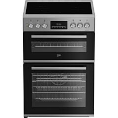 Beko Ireland EDC6731S 60cm Double Oven Electric Cooker with Vitroceramic Hob - Silver
