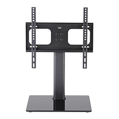 Ttap TT64F Black Glass Tabletop Pedestal TV Stand In Black