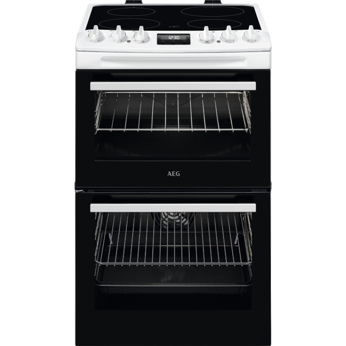 AEG CCX1530ACW 55cm Double Oven Electric Cooker with Ceramic Hob - White