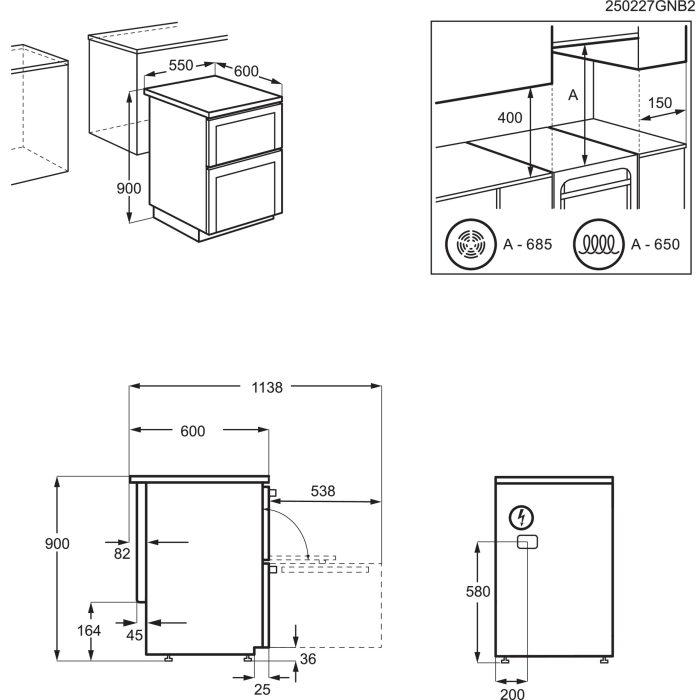 AEG CCX1530ACW 55cm Double Oven Electric Cooker with Ceramic Hob - White