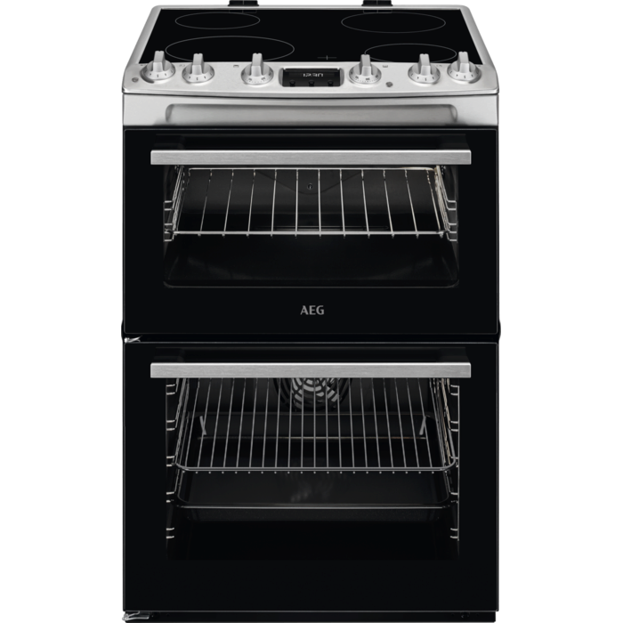 AEG CCX6540ACM 60cm Double Oven Electric Cooker with Ceramic Hob - Stainless Steel