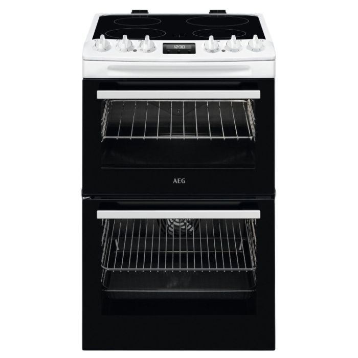 AEG CCX6530ACW 60cm Double Oven Electric Cooker with Ceramic Hob - White