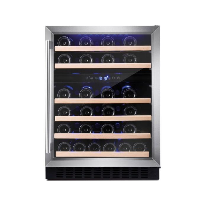 Amica AWC600SS 60 cm freestanding wine cooler, 46 bottle capacity, dual electronic temp controlled z