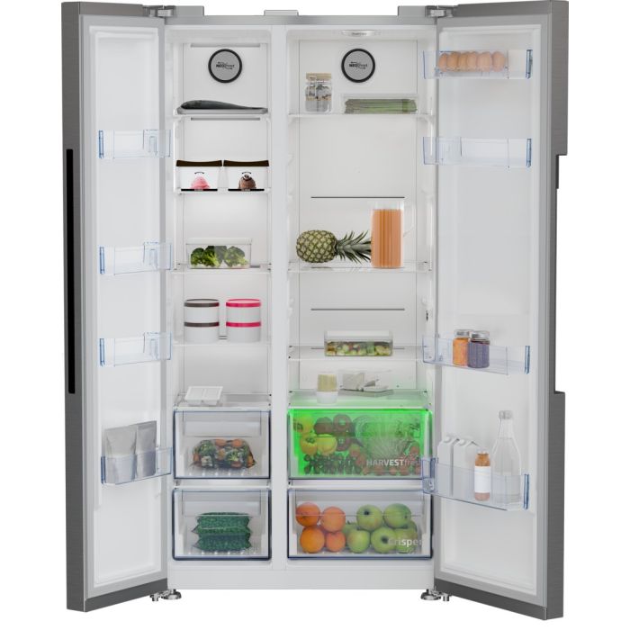 Beko Ireland ASL1442VPS Freestanding American Style Fridge Freezer - Stainless Steel