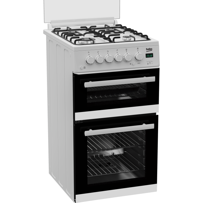 Beko EDG507W 50cm Twin Cavity Gas Cooker with Gas Hob - White