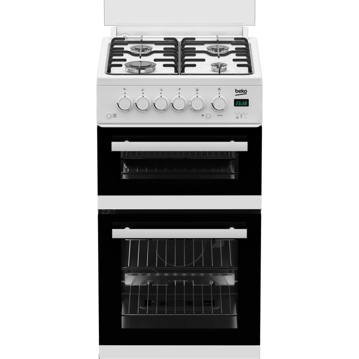 Beko EDG507W 50cm Twin Cavity Gas Cooker with Gas Hob - White