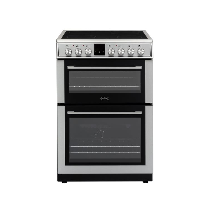 Belling 60cm Electric Ceramic Multifunction Double Oven Cooker - Silver
