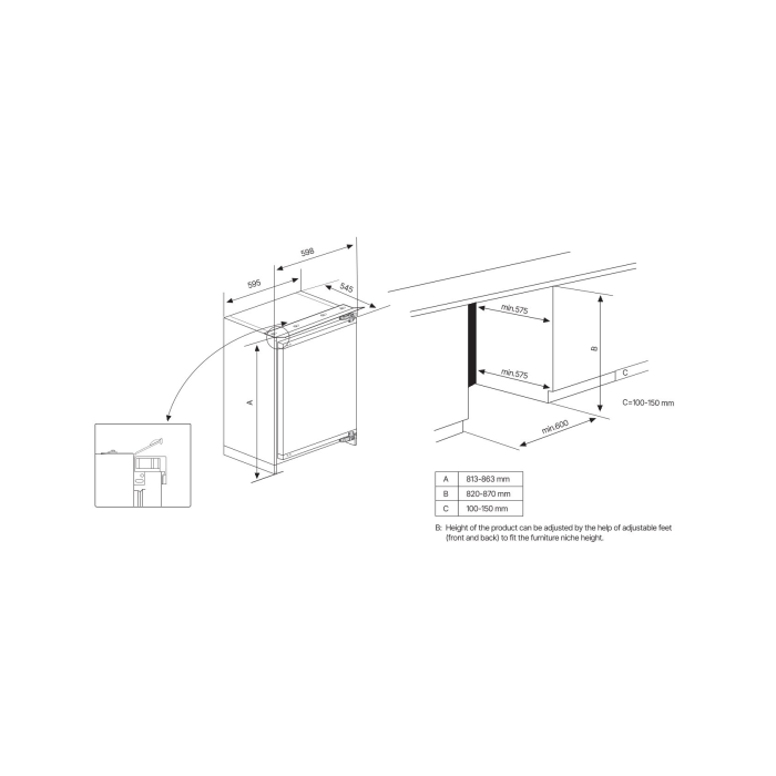 Blomberg FSE1654IU 59.5cm Integrated Under Counter Freezer - White