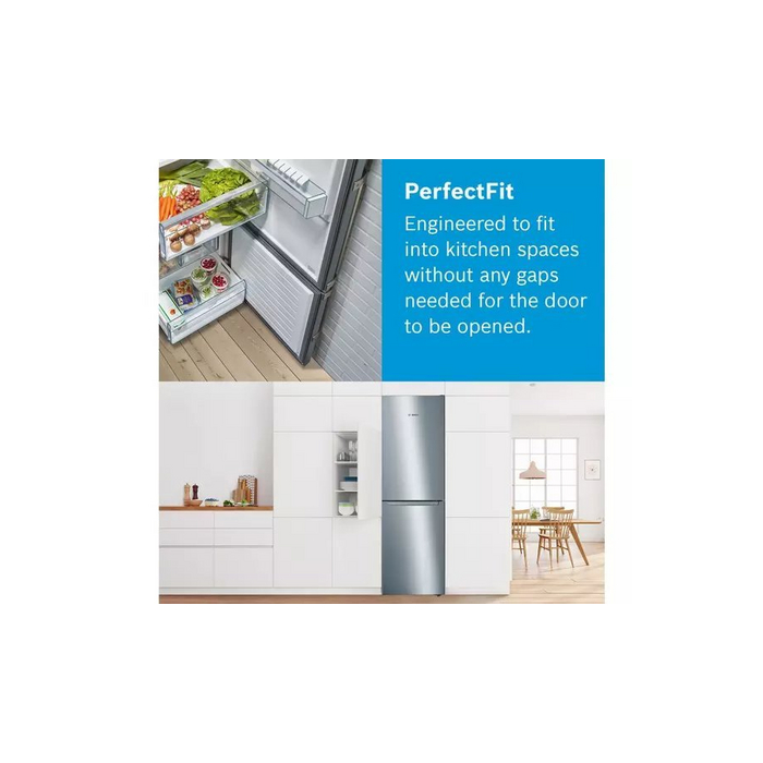 Bosch KGN34NLEAG 186x60 NoFrost fridge freezer, MultiBox, 4 glass safety shelves, MultiAirflow, 3 fu