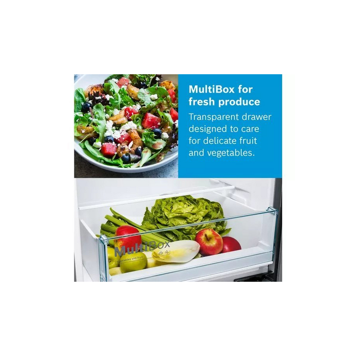 Bosch KGN34NLEAG 186x60 NoFrost fridge freezer, MultiBox, 4 glass safety shelves, MultiAirflow, 3 fu