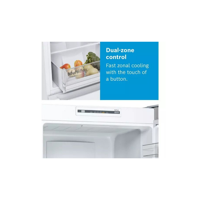 Bosch KGN34NLEAG 186x60 NoFrost fridge freezer, MultiBox, 4 glass safety shelves, MultiAirflow, 3 fu