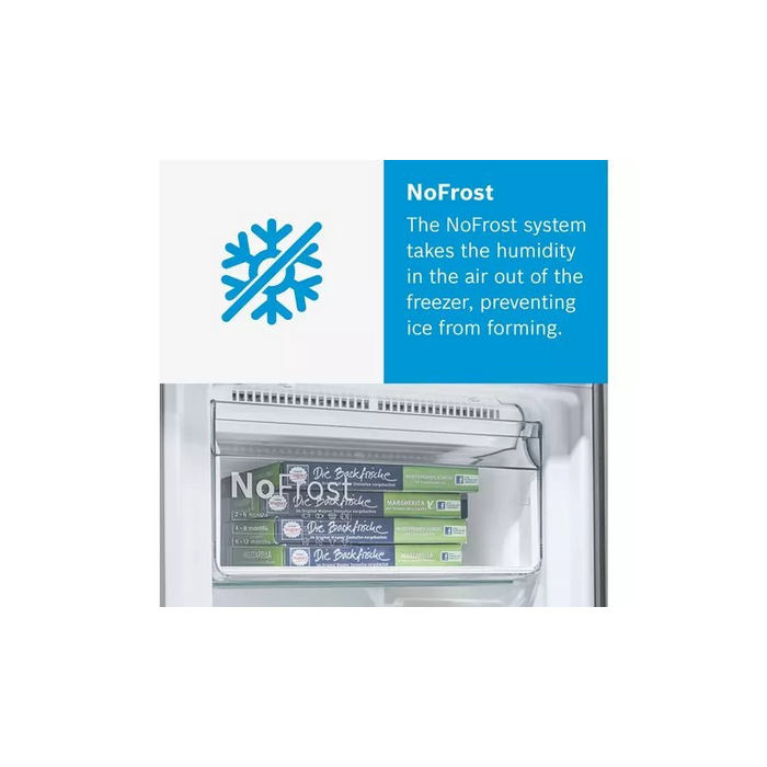 Bosch KGN34NLEAG 186x60 NoFrost fridge freezer, MultiBox, 4 glass safety shelves, MultiAirflow, 3 fu