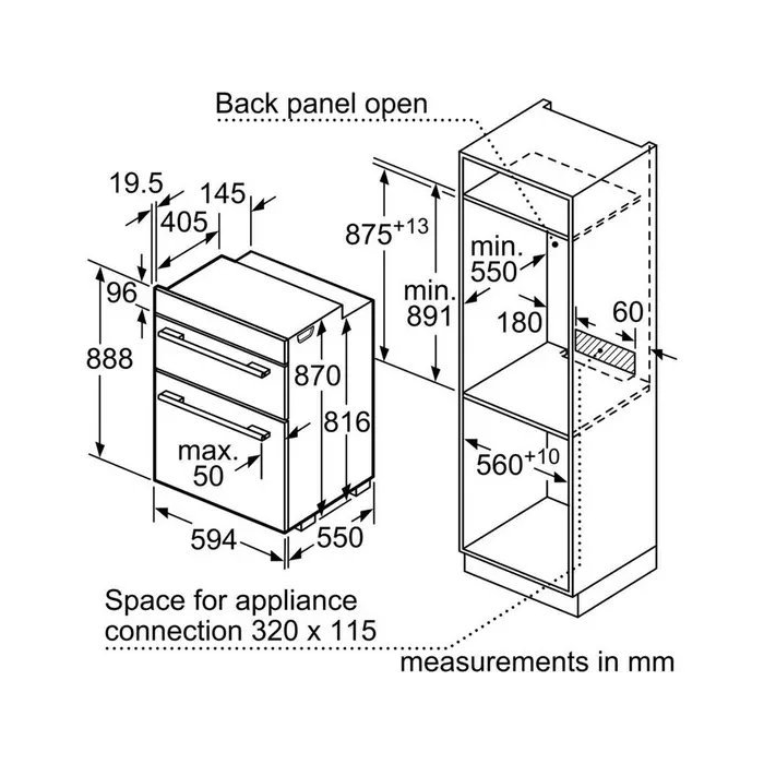 Bosch MBS533BB0B Series 4 Built-In Double Electric Oven