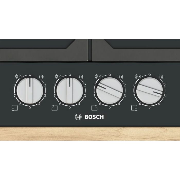 Bosch PCP6A6I90 60cm, 4 burners, Optimised FlameSelect, 2 Dishwasher suitable cast iron pan supports