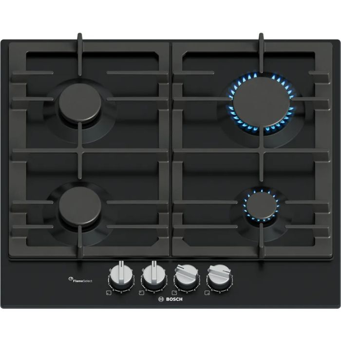 Bosch PCP6A6I90 60cm, 4 burners, Optimised FlameSelect, 2 Dishwasher suitable cast iron pan supports
