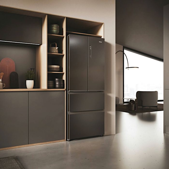 Haier HFR3718ENMD  70cm 60/40 Total No Frost Fridge Freezer - Dark Inox