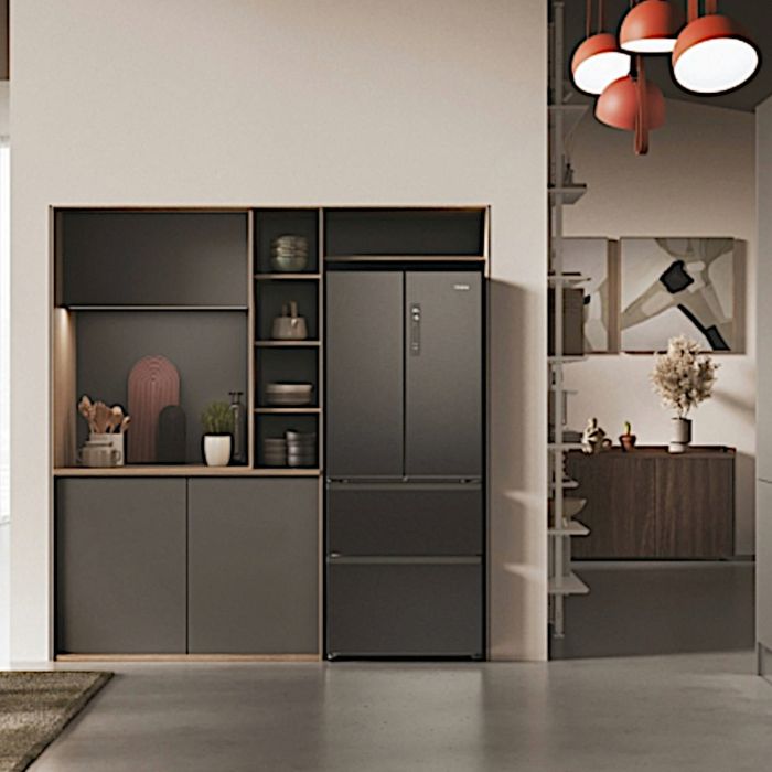 Haier HFR3718ENMD  70cm 60/40 Total No Frost Fridge Freezer - Dark Inox