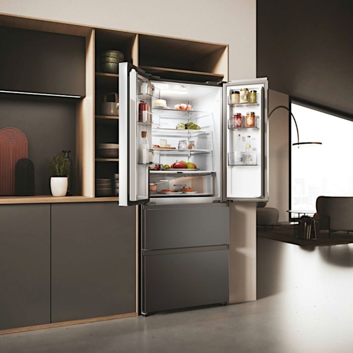 Haier HFR3718ENMD  70cm 60/40 Total No Frost Fridge Freezer - Dark Inox