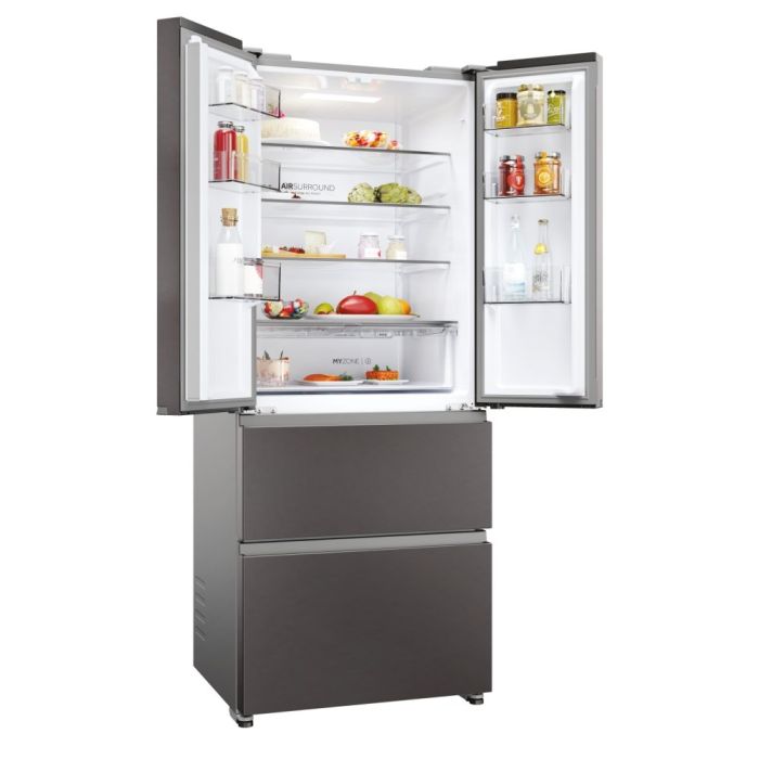 Haier HFR3718ENMD  70cm 60/40 Total No Frost Fridge Freezer - Dark Inox