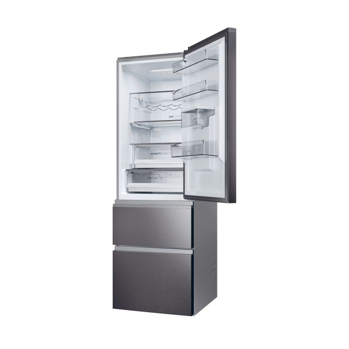 Haier HTW5618EWMP 59.5cm 3D Fridge Freezer - Dark Inox