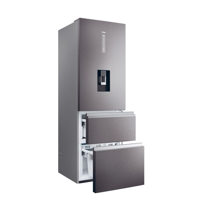 Haier HTW5618EWMP 59.5cm 3D Fridge Freezer - Dark Inox