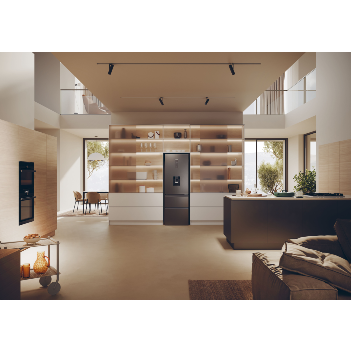 Haier HTW5618EWMP 59.5cm 3D Fridge Freezer - Dark Inox