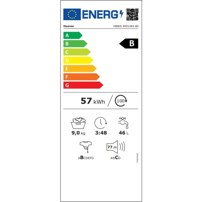 Hoover Candy HBWS49D1W4-MAX 9Kg Integrated Washing Machine