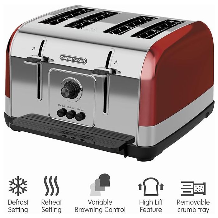 Morphy Richards 240133 Toaster Venture 4 Slice Red