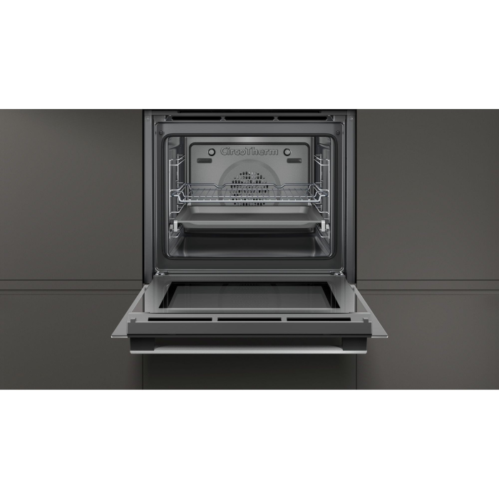 Neff B1ACE4HN0B 59.4cm Built In Electric CircoTherm Single Oven - BLACK/STEEL