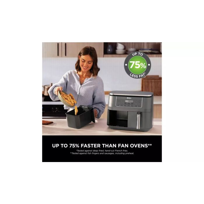 Ninja DZ300UK 7.6 litre 6-in-1 Dual Zone Air Fryer - Gun Metal Grey