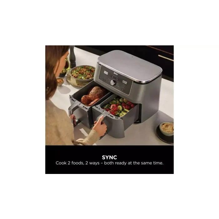 Ninja DZ400UK 9.5 litre MAX 6-in-1 Dual Zone Air Fryer - Gun Metal Grey