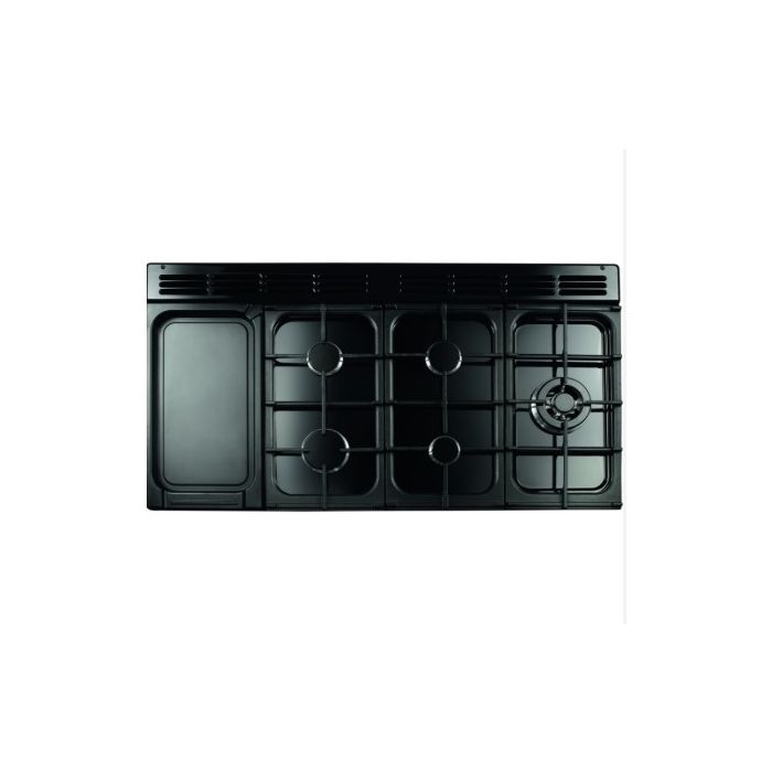 Rangemaster Deluxe 110cm Dual Fuel Range Cooker - Black with Antique Brass Trim