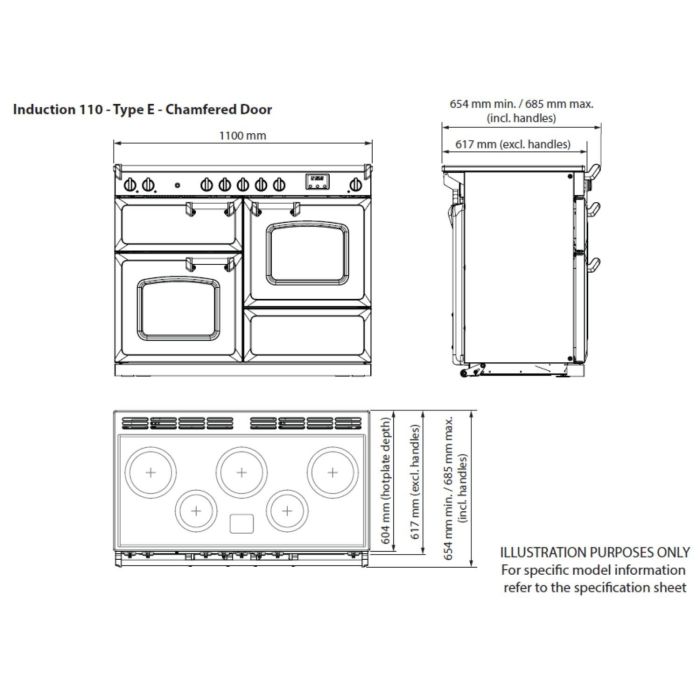 Rangemaster Classic Deluxe 110cm Induction Range Cooker - Slate & Brass