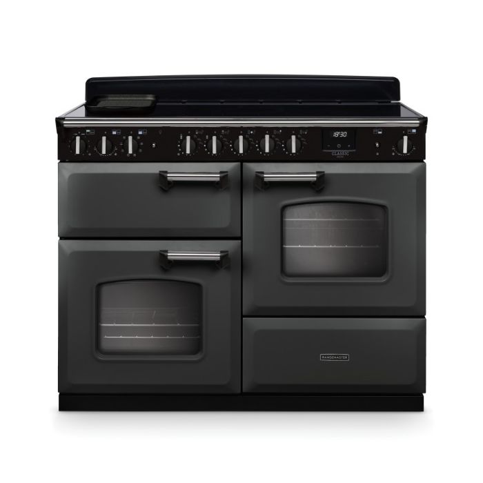 Rangemaster Classic Deluxe 110cm Induction Range Cooker - Slate + Chrome