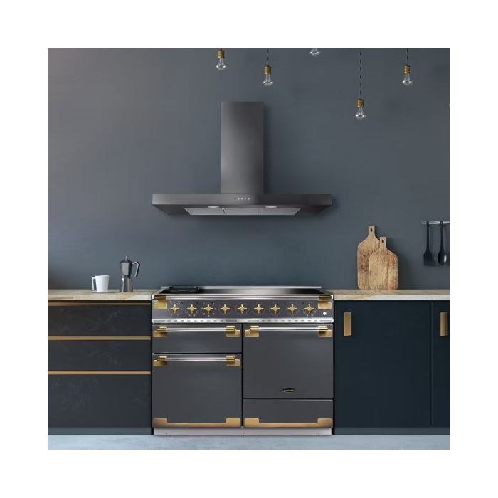 Rangemaster Elise 110 Induction Range Cooker in Slate With Antique Brass Trim