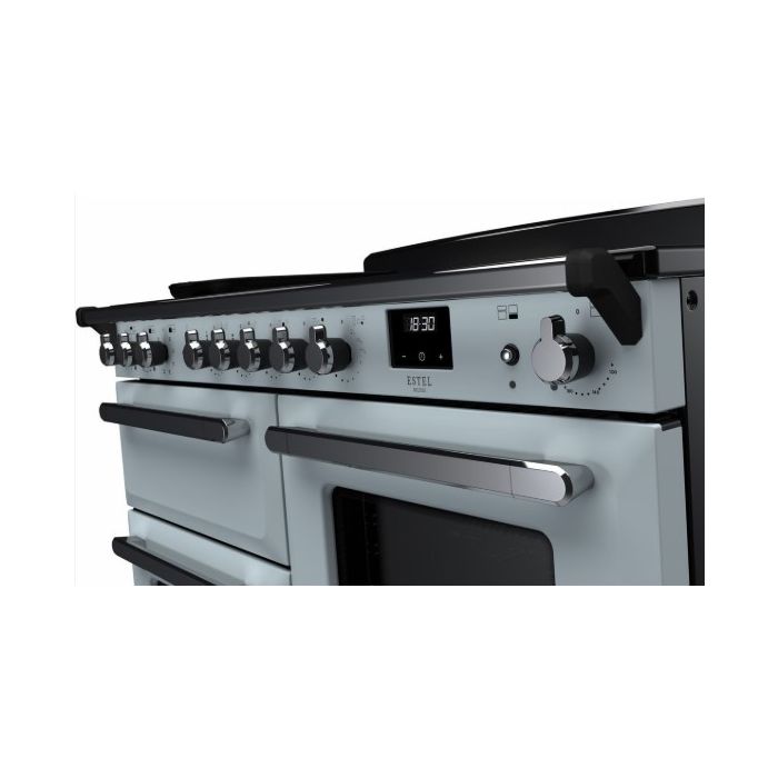 Rangemaster Estel Induction Range Cooker - Misty Blue & Chrome 