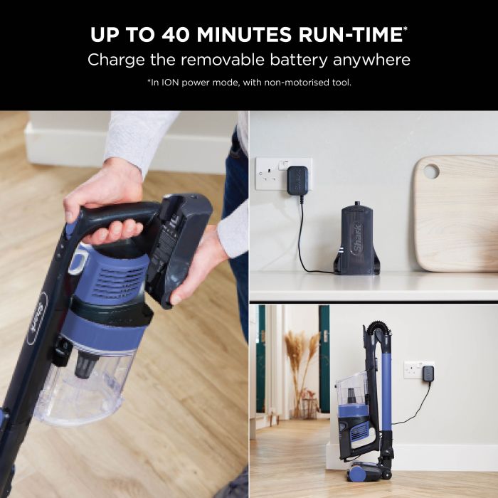 Shark IZ202UK Cordless Stick Vacuum Cleaner - 40 Minutes Run Time - Blue.