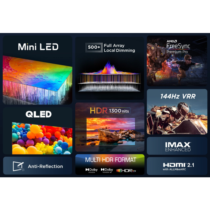 TCL 50C805K 50inch 4K QLED Mini-LED HDR Google TV
