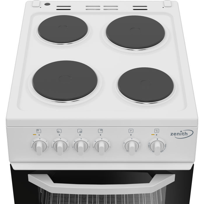 Zenith ZE503W 50cm Electric Single Oven with solid plate - hob White