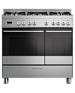 Fisher & Paykel 90cm Dual Fuel 5 Burner Cooker - Steel