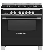 Fisher + Paykel OR90SCG4B1 900mm Wide, Classic Black, Single Cavity Oven with Gas Hob, Full Width Pa