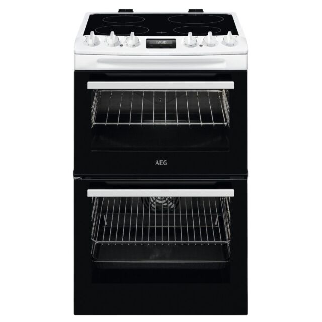 AEG CCX6530ACW 60cm Double Oven Electric Cooker with Ceramic Hob - White