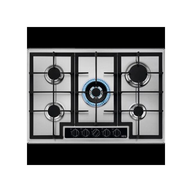 Aeg HGB75420YM 75cm Gas Hob - Stainless Steel